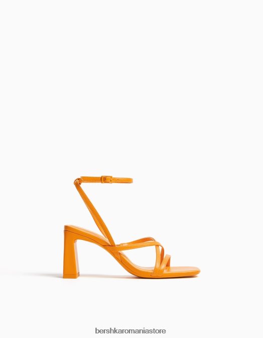 Bershka femei sandale cu bretele cu toc înalt și cu cureaua la gleznă portocale Z86D2163 încălţăminte