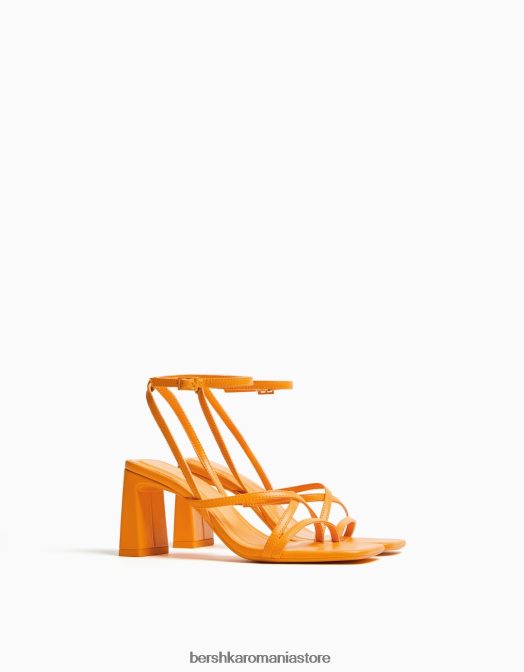 Bershka femei sandale cu bretele cu toc înalt și cu cureaua la gleznă portocale Z86D2202 încălţăminte