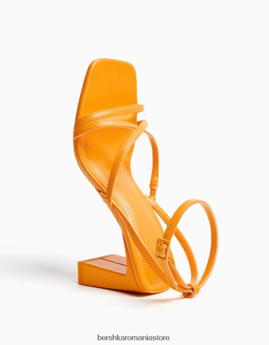 Bershka femei sandale cu bretele cu toc înalt și cu cureaua la gleznă portocale Z86D2202 încălţăminte