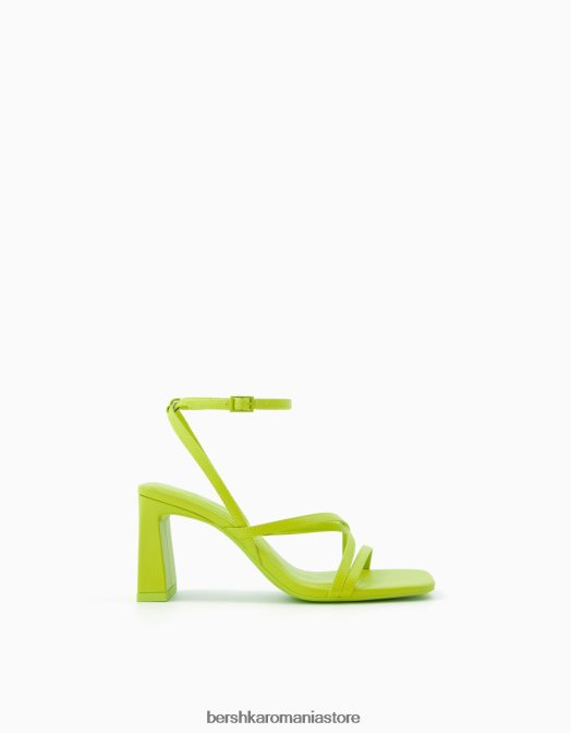 Bershka femei sandale cu bretele cu toc înalt și cu cureaua la gleznă verde Z86D2156 încălţăminte