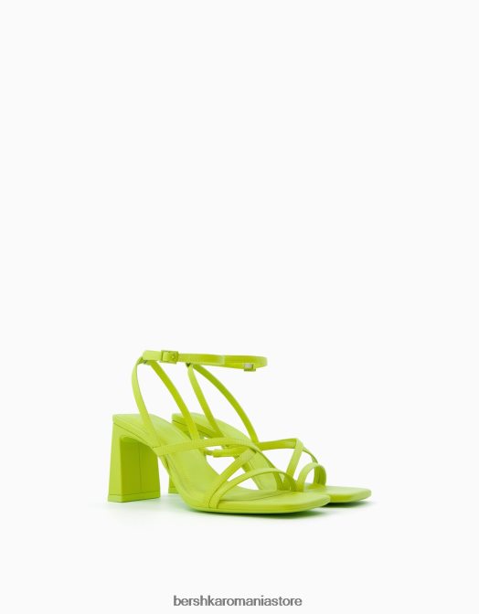 Bershka femei sandale cu bretele cu toc înalt și cu cureaua la gleznă verde Z86D2162 încălţăminte