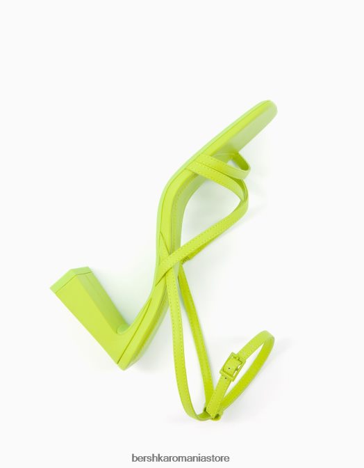 Bershka femei sandale cu bretele cu toc înalt și cu cureaua la gleznă verde Z86D2162 încălţăminte