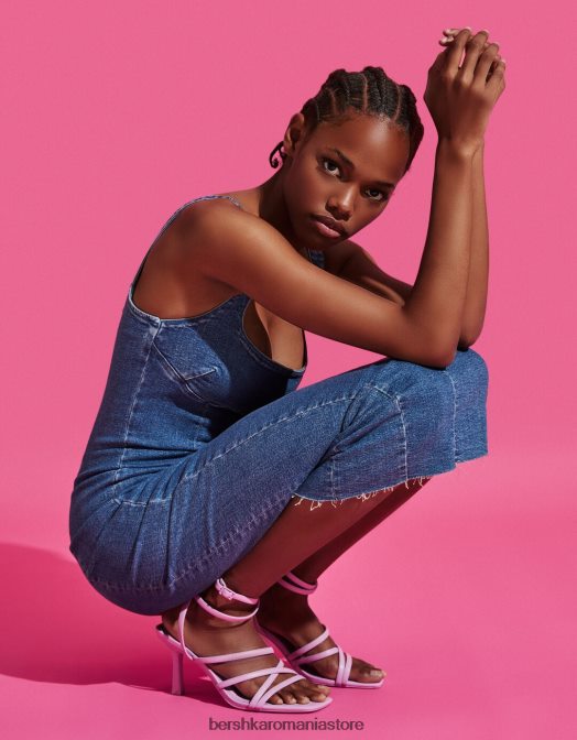 Bershka femei sandale cu bretele cu toc înalt și cu cureaua la gleznă violet Z86D2196 încălţăminte