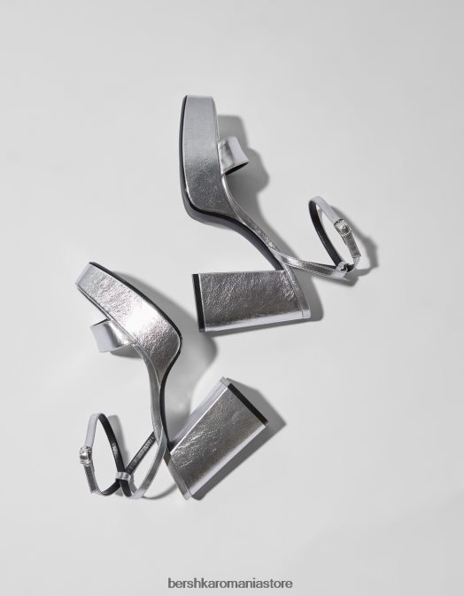 Bershka femei sandale cu platformă cu toc metalic argint Z86D2183 încălţăminte