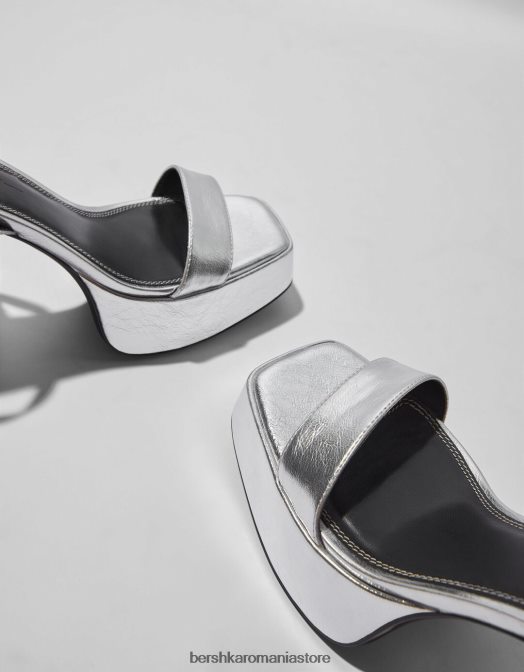 Bershka femei sandale cu platformă cu toc metalic argint Z86D2183 încălţăminte