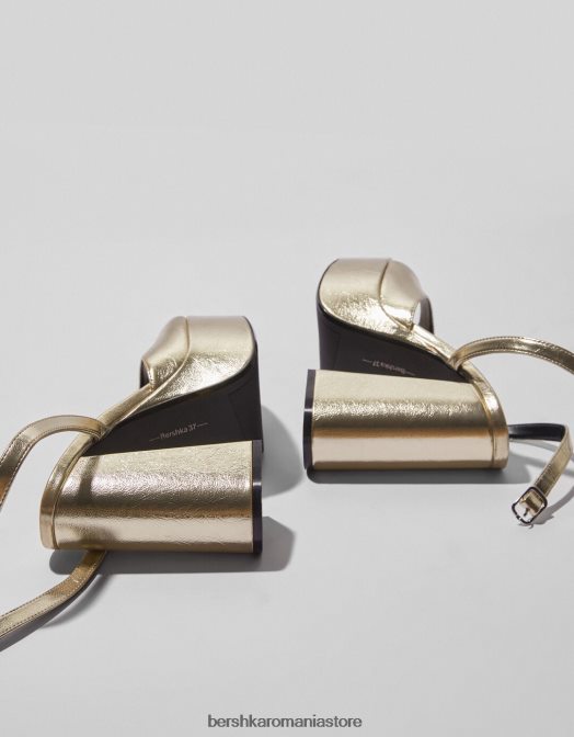 Bershka femei sandale cu platformă cu toc metalic aur Z86D2174 încălţăminte