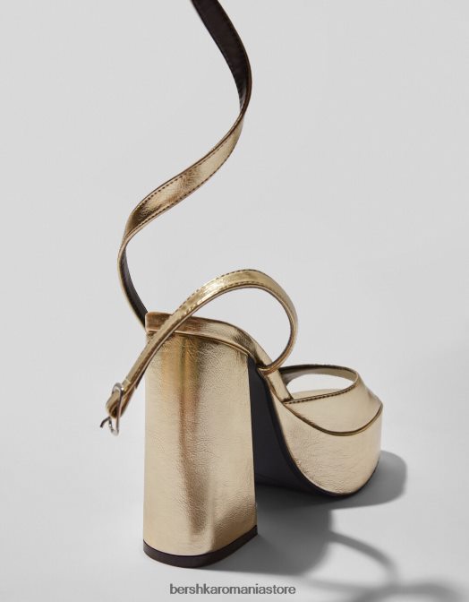 Bershka femei sandale cu platformă cu toc metalic aur Z86D2174 încălţăminte