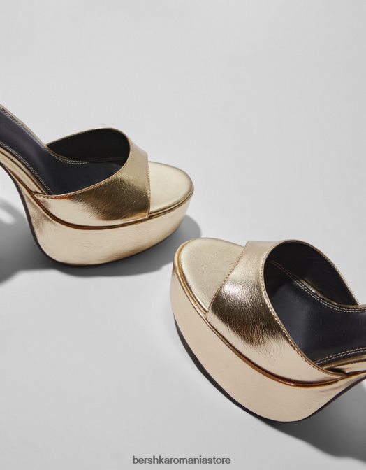 Bershka femei sandale cu platformă cu toc metalic aur Z86D2184 încălţăminte