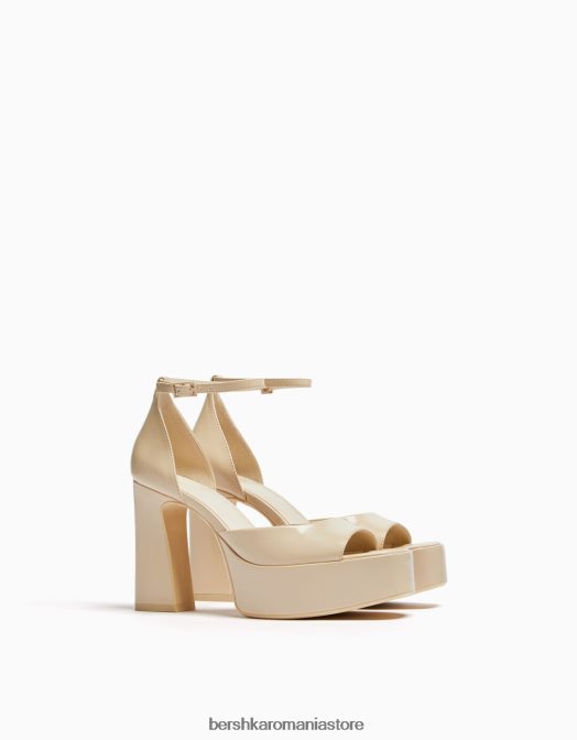 Bershka femei sandale cu platformă cu toc înalt și curetă la gleznă ecru Z86D2186 încălţăminte