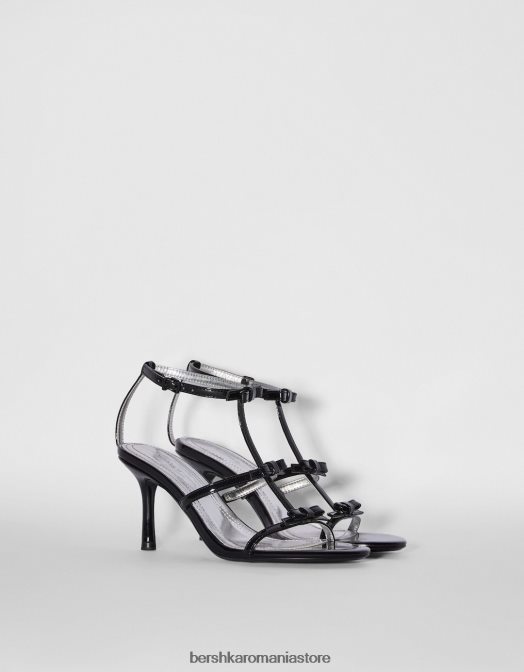 Bershka femei sandale cu toc inalt cu fundite negru Z86D2198 încălţăminte