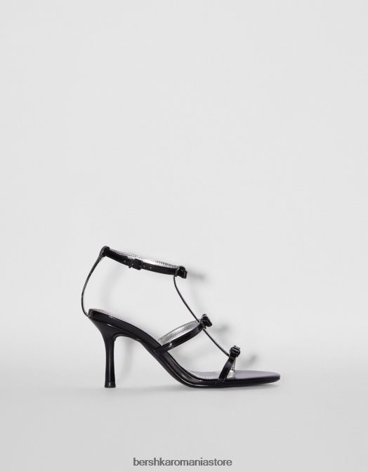 Bershka femei sandale cu toc inalt cu fundite negru Z86D2198 încălţăminte
