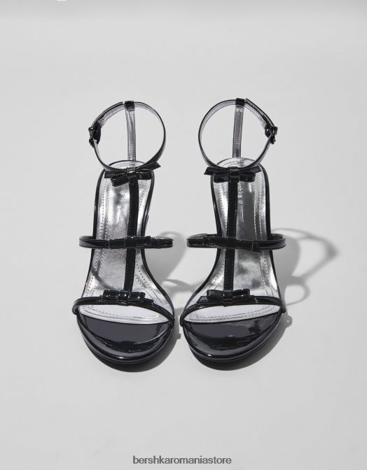 Bershka femei sandale cu toc inalt cu fundite negru Z86D2201 încălţăminte