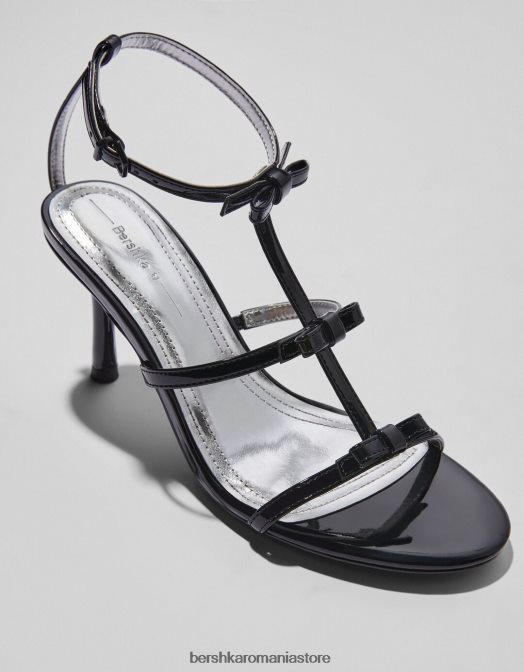 Bershka femei sandale cu toc inalt cu fundite negru Z86D2201 încălţăminte