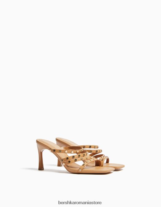 Bershka femei sandale cu toc înalt, cu bretele împânzite nisip Z86D2140 încălţăminte