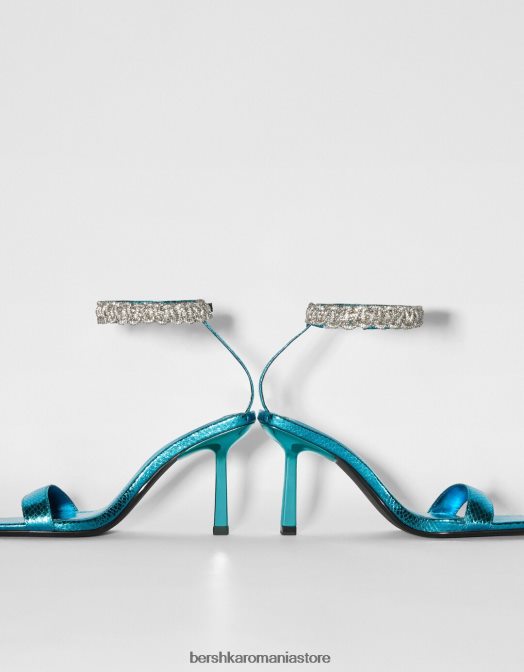 Bershka femei sandale cu toc înalt cu curele la gleznă albastru Z86D2136 încălţăminte