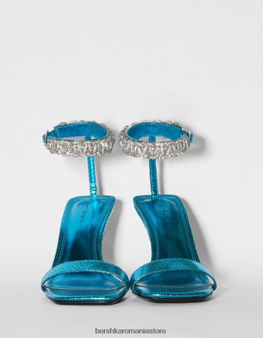Bershka femei sandale cu toc înalt cu curele la gleznă albastru Z86D2136 încălţăminte