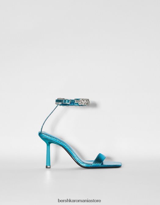 Bershka femei sandale cu toc înalt cu curele la gleznă albastru Z86D2137 încălţăminte