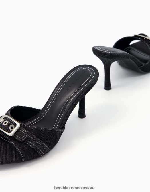 Bershka femei sandale din denim cu toc înalt negru Z86D1970 încălţăminte