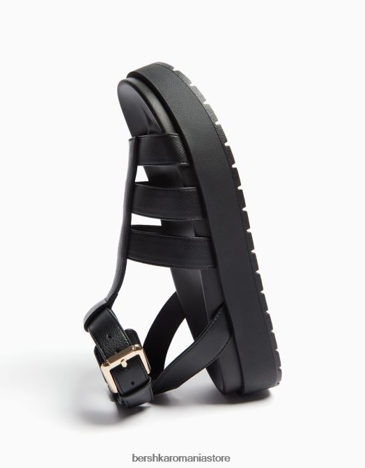 Bershka femei sandale cu cușcă plate negru Z86D1894 încălţăminte