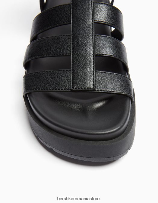 Bershka femei sandale cu cușcă plate negru Z86D2218 încălţăminte