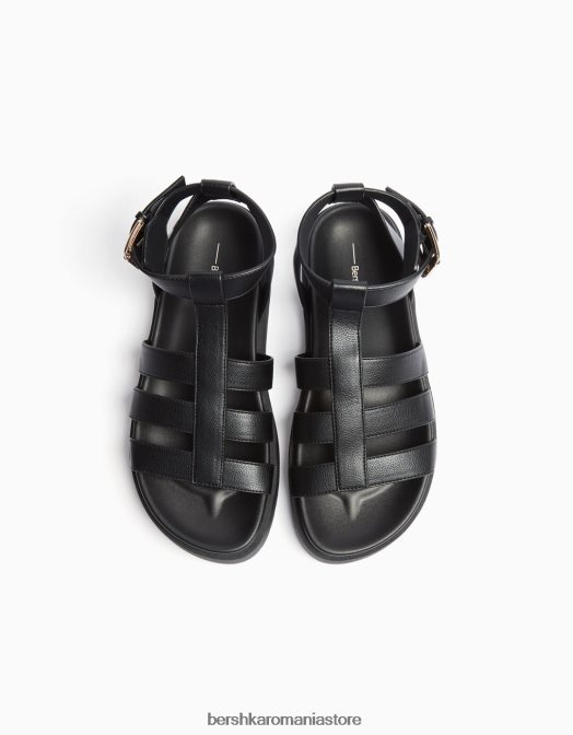 Bershka femei sandale cu cușcă plate negru Z86D2218 încălţăminte