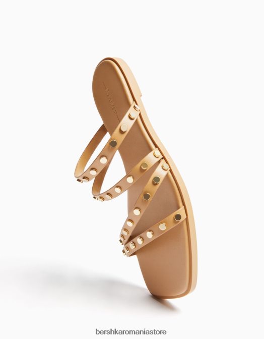 Bershka femei sandale cu glisor plat cu împânzire nisip Z86D2236 încălţăminte