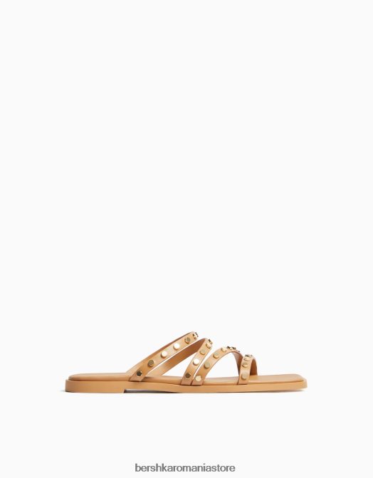 Bershka femei sandale cu glisor plat cu împânzire nisip Z86D2236 încălţăminte