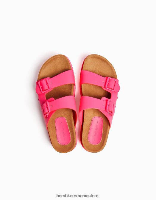 Bershka femei sandale cu platformă plate cu catarame fucsie Z86D2219 încălţăminte