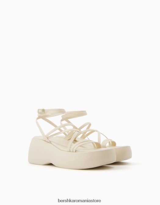 Bershka femei sandale cu platforma cu bretele cu bareta la glezna ecru Z86D2207 încălţăminte