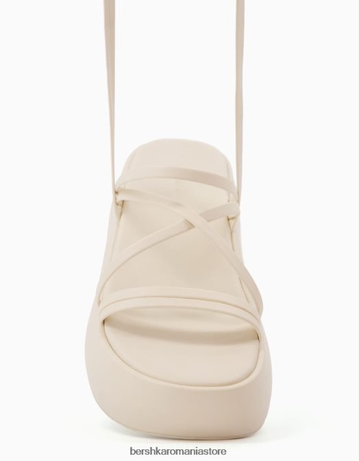 Bershka femei sandale cu platforma cu bretele cu bareta la glezna ecru Z86D2207 încălţăminte