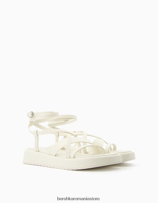 Bershka femei sandale cu platforma plate cu bareta la glezna alb Z86D2019 încălţăminte