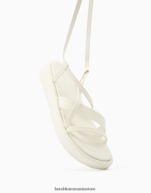 Bershka femei sandale cu platforma plate cu bareta la glezna alb Z86D2019 încălţăminte