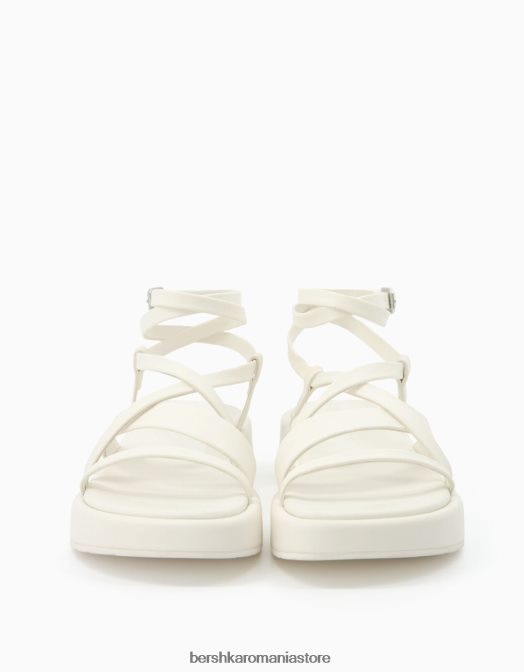 Bershka femei sandale cu platforma plate cu bareta la glezna alb Z86D2019 încălţăminte