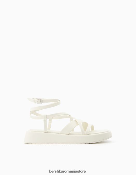 Bershka femei sandale cu platforma plate cu bareta la glezna alb Z86D2227 încălţăminte