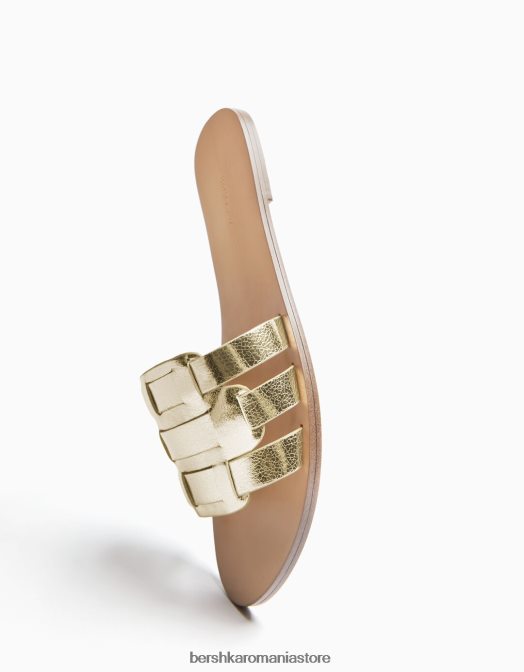 Bershka femei sandale plate cu bretele aur Z86D2235 încălţăminte