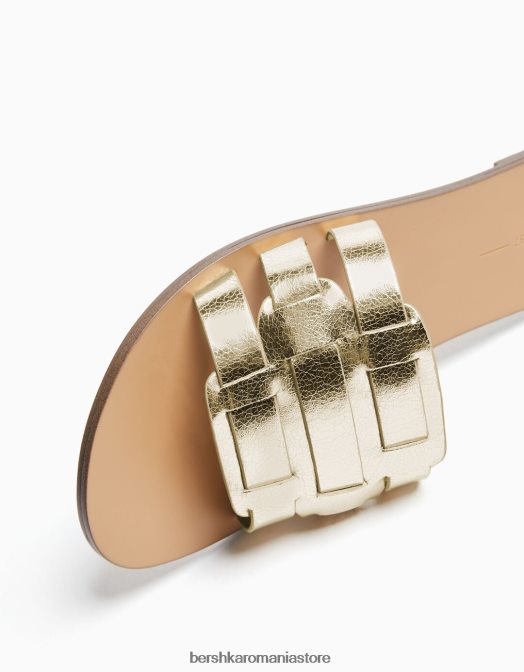 Bershka femei sandale plate cu bretele aur Z86D2235 încălţăminte