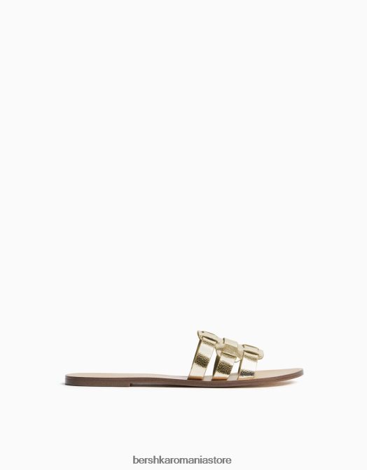 Bershka femei sandale plate cu bretele aur Z86D2235 încălţăminte