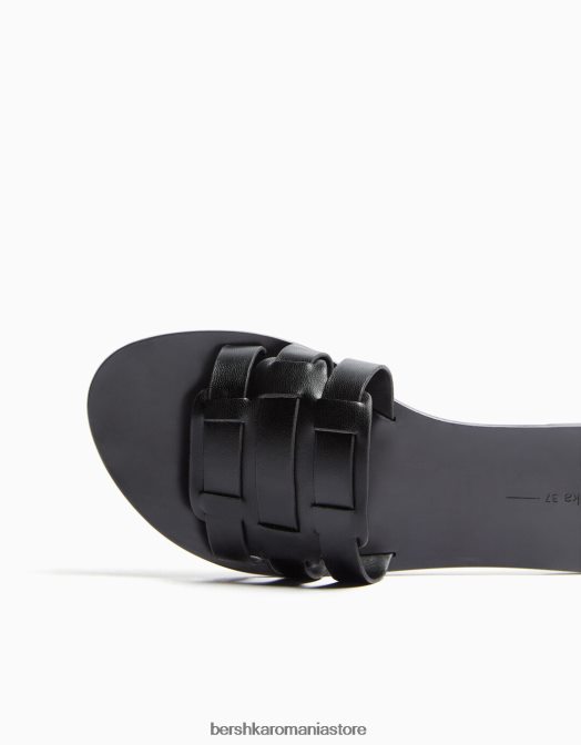Bershka femei sandale plate cu bretele negru Z86D2230 încălţăminte