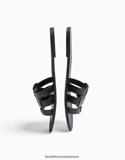 Bershka femei sandale plate cu bretele negru Z86D2230 încălţăminte