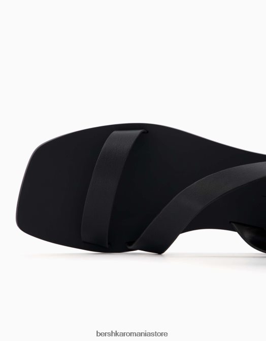 Bershka femei sandale plate cu curea la gleznă negru Z86D2214 încălţăminte