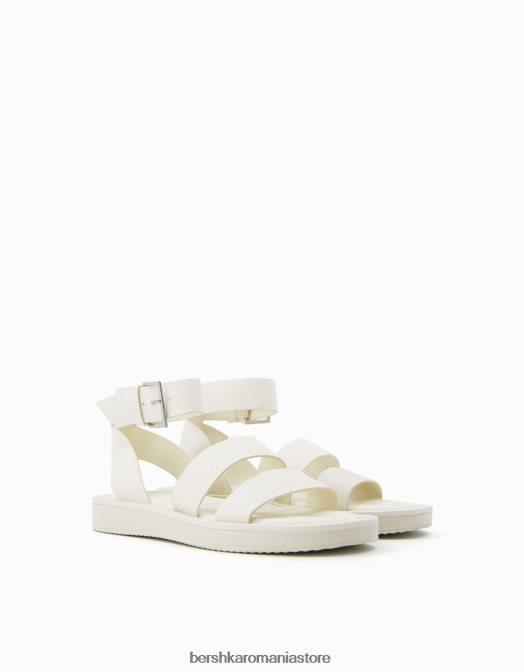 Bershka femei sandale plate gofrate cu bareta la glezna exclusiv Z86D2208 încălţăminte