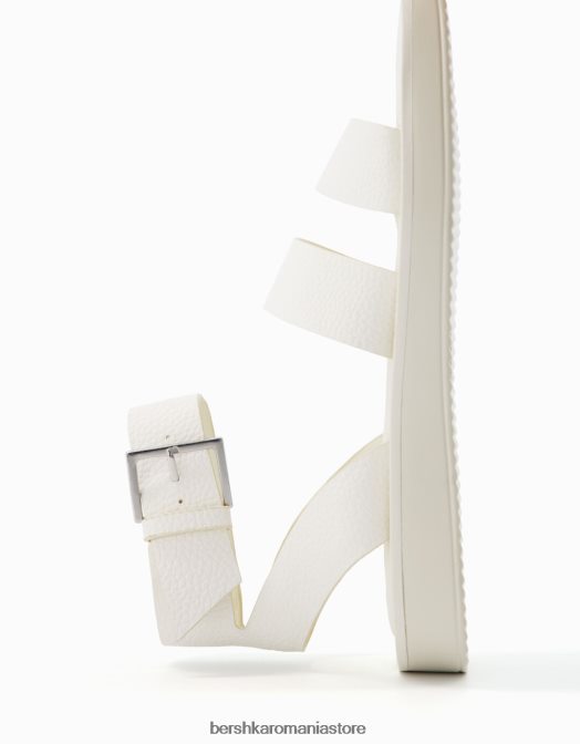 Bershka femei sandale plate gofrate cu bareta la glezna exclusiv Z86D2208 încălţăminte