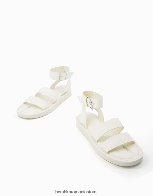Bershka femei sandale plate gofrate cu bareta la glezna exclusiv Z86D2208 încălţăminte