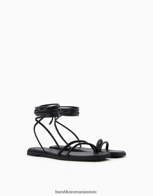 Bershka femei sandale plate legate negru Z86D2209 încălţăminte