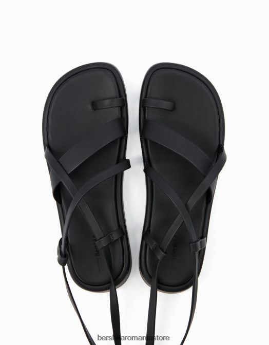 Bershka femei sandale plate mini cu platformă cu bareta la gleznă negru Z86D2018 încălţăminte