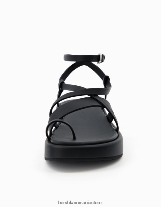 Bershka femei sandale plate mini cu platformă cu bareta la gleznă negru Z86D2239 încălţăminte