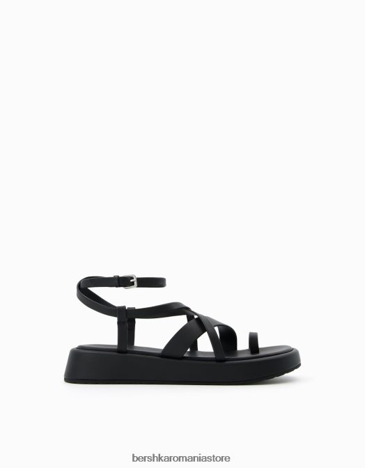 Bershka femei sandale plate mini cu platformă cu bareta la gleznă negru Z86D2239 încălţăminte