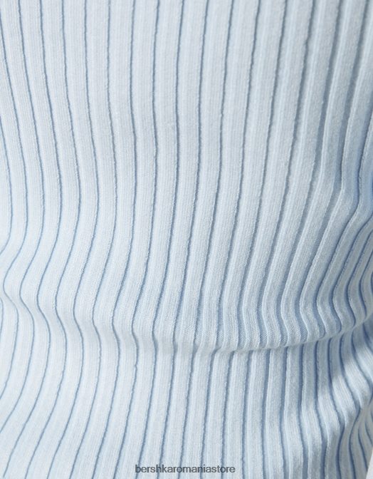 Bershka femei cardigan cu gât înalt cu nervură și detaliu cu fermoar albastru Z86D1050 îmbrăcăminte