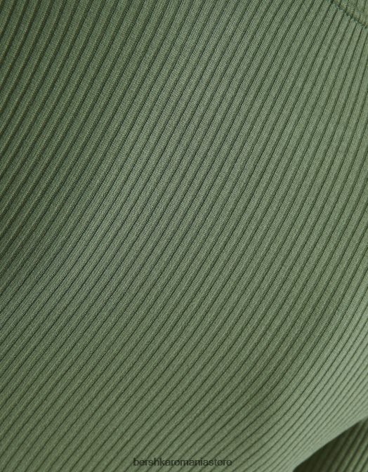 Bershka femei cardigan decupat cu gât înalt, cu fermoar kaki Z86D960 îmbrăcăminte