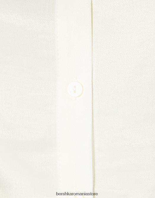 Bershka femei cămașă din satin decupată cu mânecă lungă cremă Z86D923 îmbrăcăminte